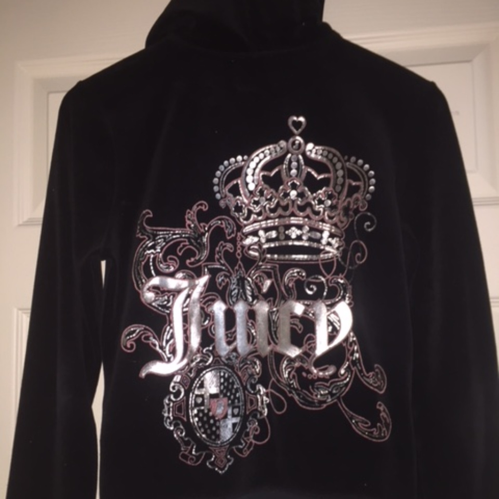 Juicy Couture Black Velour Hoodie Large